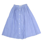 CAMBRIDGE SPIRIT Womens Blue Button Front Pleated Midi Cotton Blend Skirt M