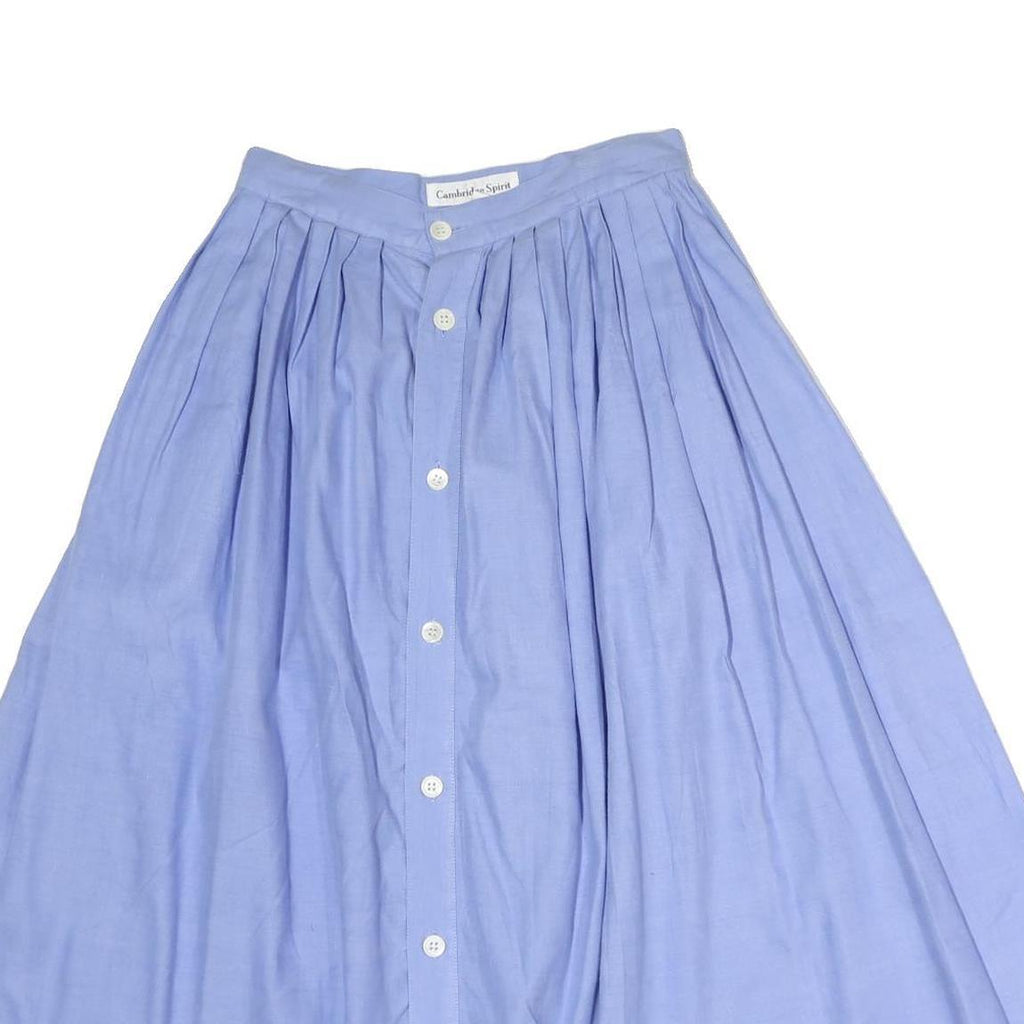 CAMBRIDGE SPIRIT Womens Blue Button Front Pleated Midi Cotton Blend Skirt M