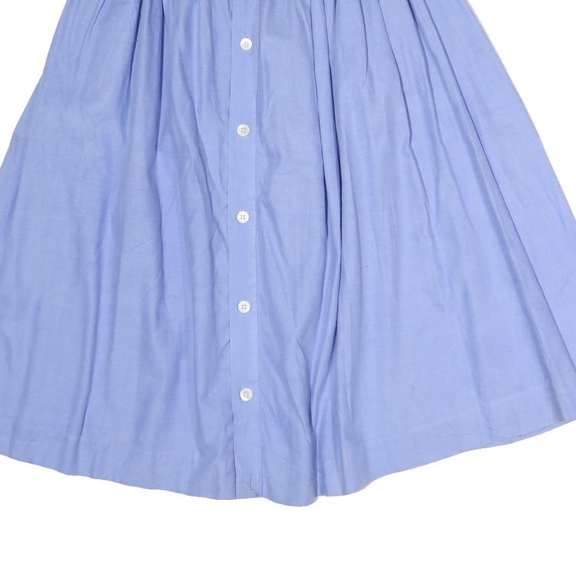 CAMBRIDGE SPIRIT Womens Blue Button Front Pleated Midi Cotton Blend Skirt M