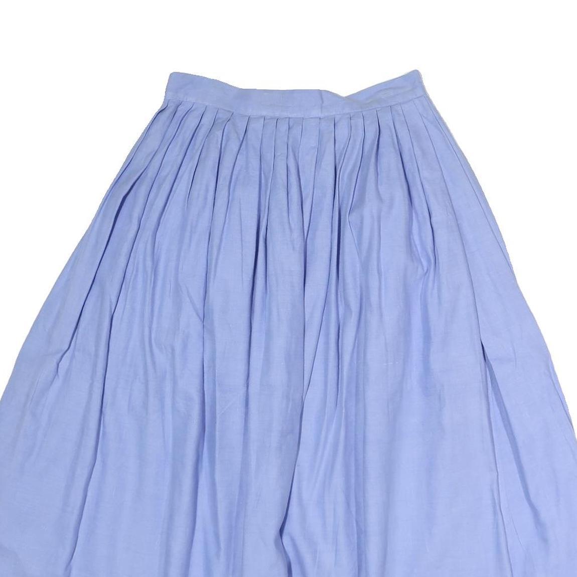 CAMBRIDGE SPIRIT Womens Blue Button Front Pleated Midi Cotton Blend Skirt M