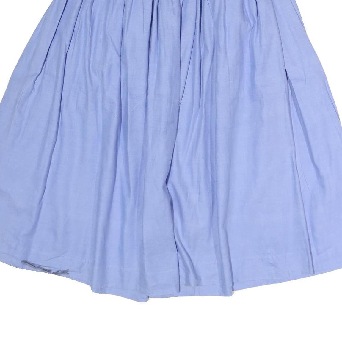 CAMBRIDGE SPIRIT Womens Blue Button Front Pleated Midi Cotton Blend Skirt M