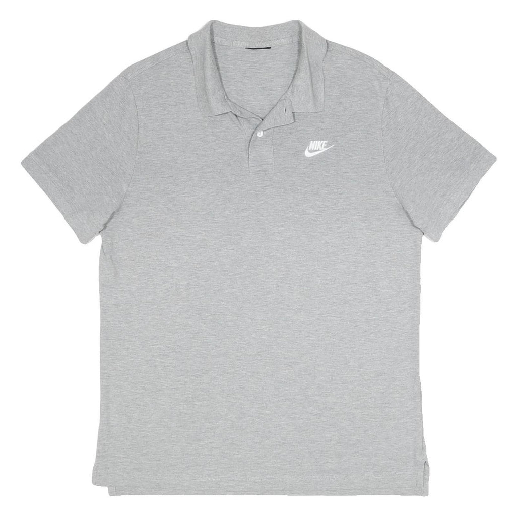 NIKE Mens Grey Short Sleeve Plain M Cotton Blend Polo Shirt Casual Sport
