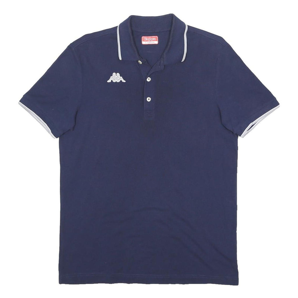 KAPPA Mens Blue White Trim Short Sleeve Polo Shirt L Cotton Blend Casual