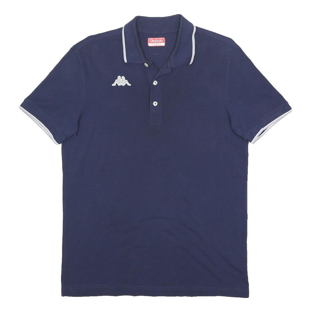 KAPPA Mens Blue White Trim Short Sleeve Polo Shirt L Cotton Blend Casual