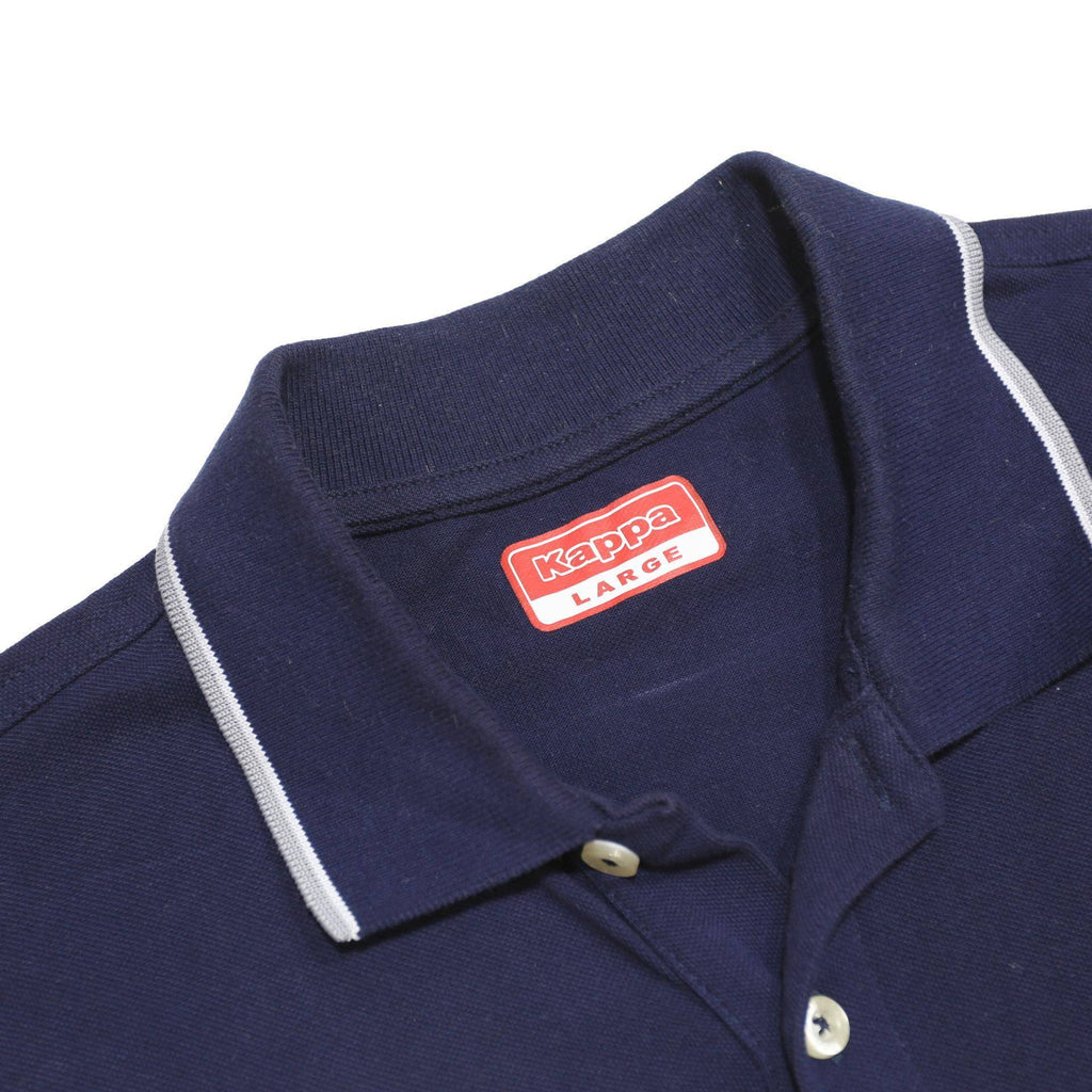 KAPPA Mens Blue White Trim Short Sleeve Polo Shirt L Cotton Blend Casual