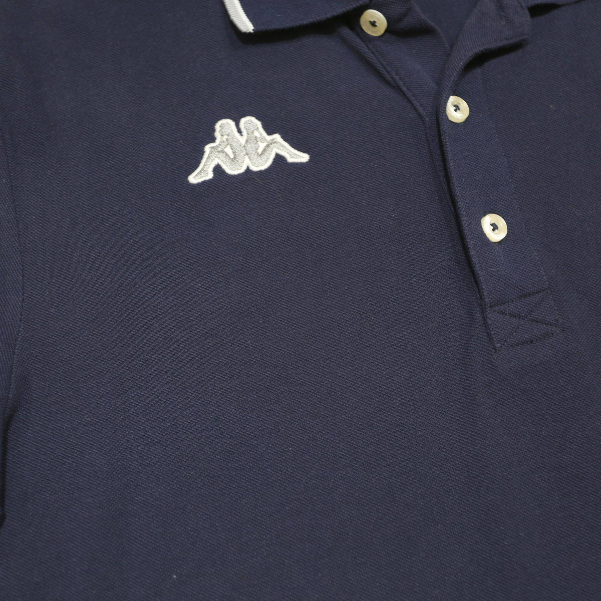 KAPPA Mens Blue White Trim Short Sleeve Polo Shirt L Cotton Blend Casual
