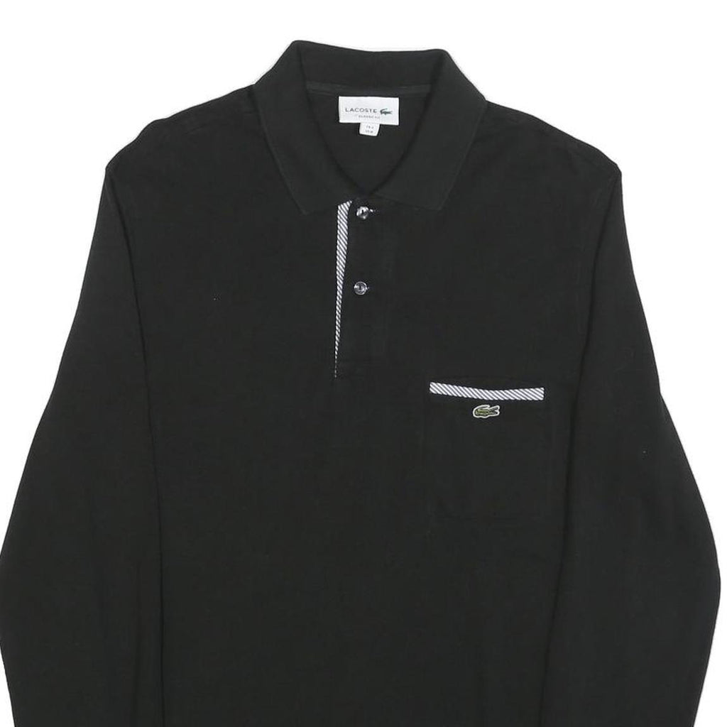 LACOSTE Mens Black Long Sleeve Plain M Cotton Blend Polo Shirt