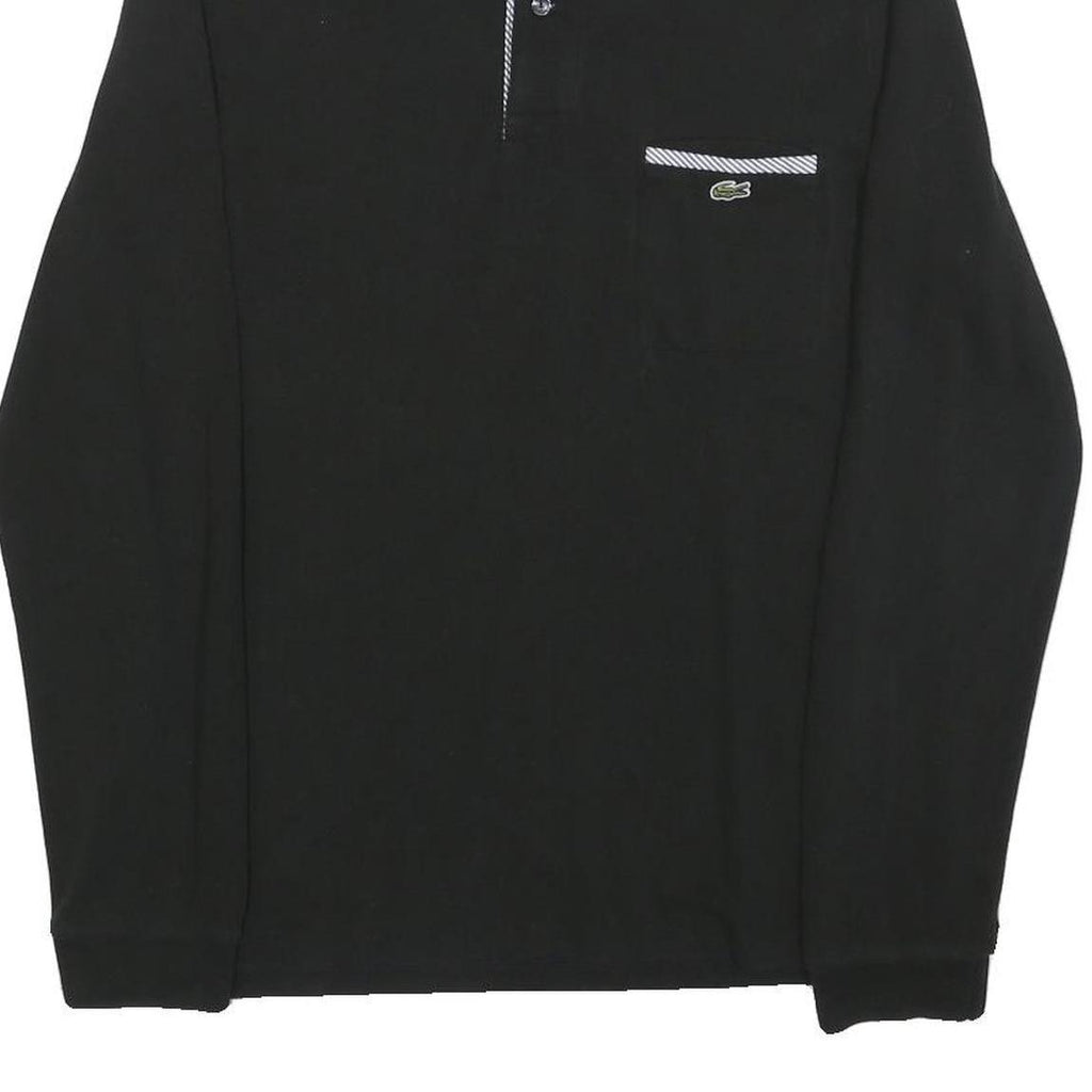 LACOSTE Mens Black Long Sleeve Plain M Cotton Blend Polo Shirt