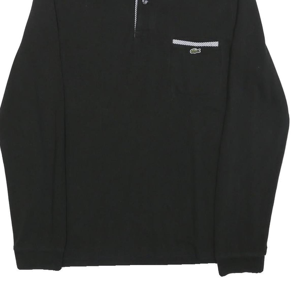 LACOSTE Mens Black Long Sleeve Plain M Cotton Blend Polo Shirt
