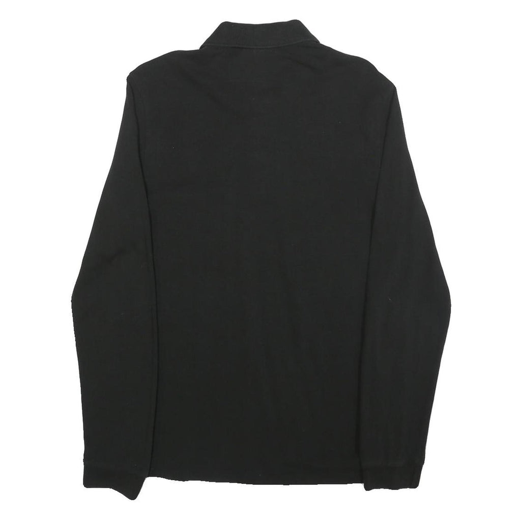 LACOSTE Mens Black Long Sleeve Plain M Cotton Blend Polo Shirt