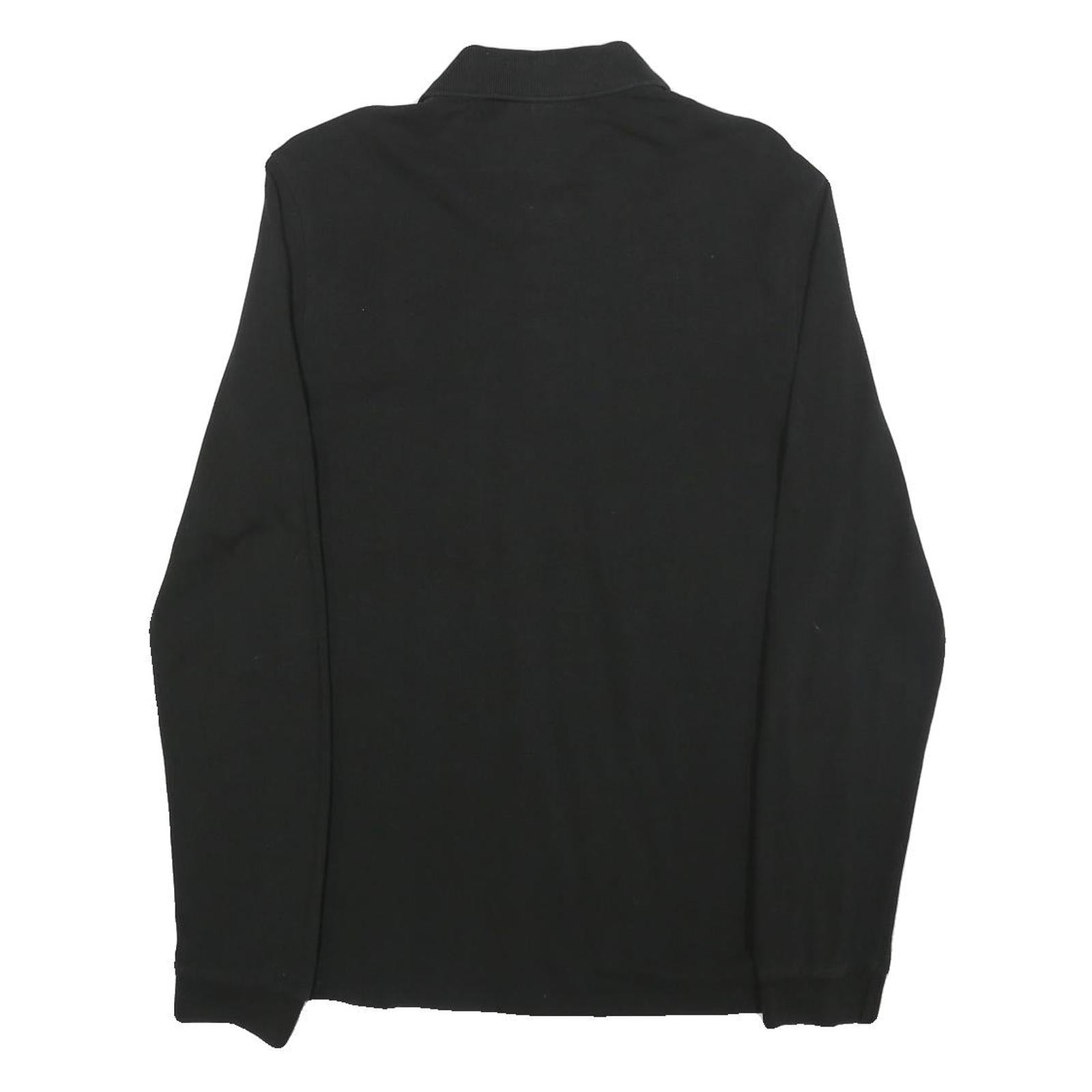 LACOSTE Mens Black Long Sleeve Plain M Cotton Blend Polo Shirt