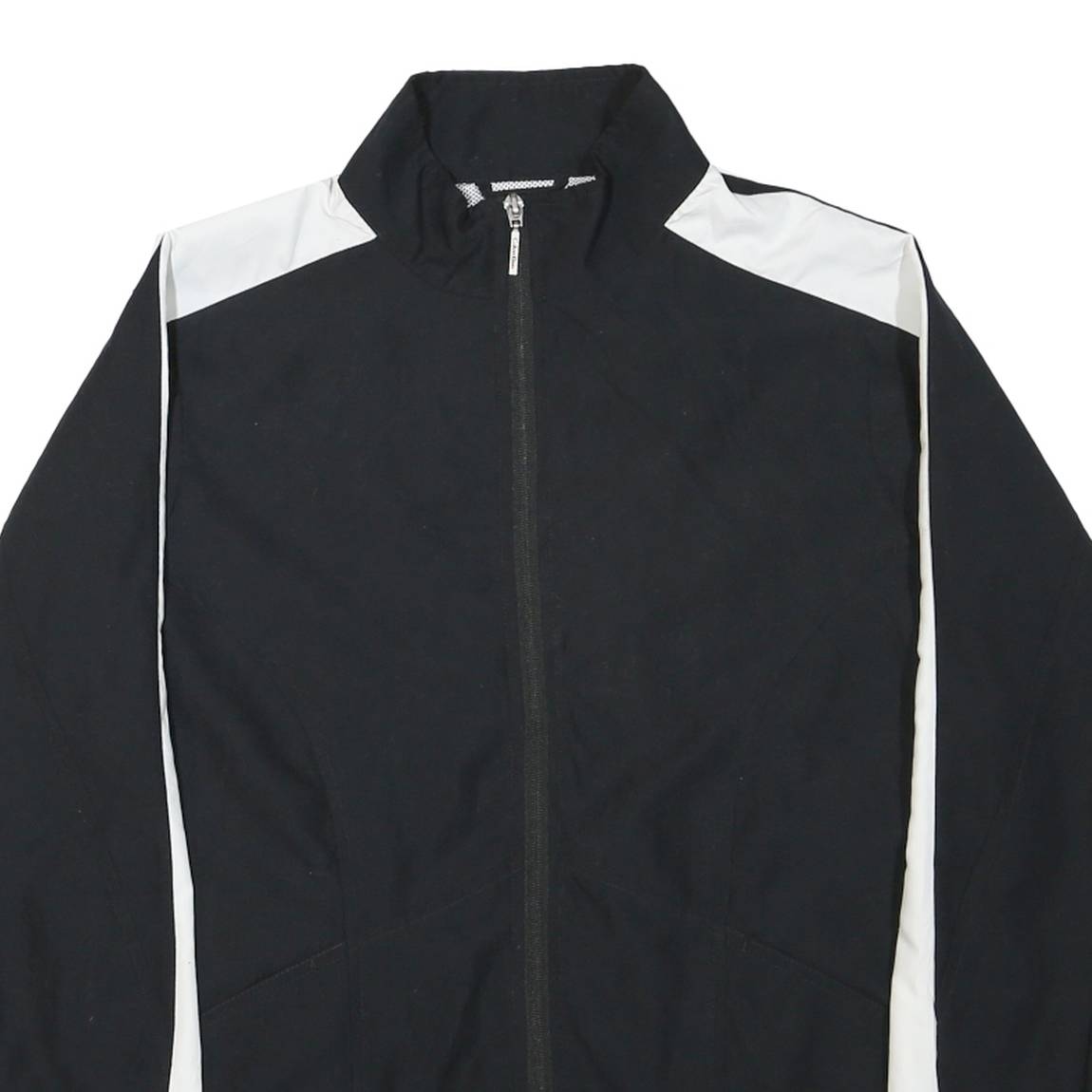 CALVIN KLEIN Mens Black & White Zip Jacket M Polyester Blend Plain Lightweight