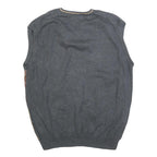 LYLE & SCOTT Mens Grey Brown Beige Argyle Pattern V-Neck Cotton Jumper Vest M