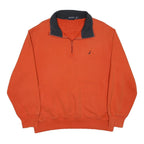 NAUTICA Mens Orange & Navy Quarter Zip Sweatshirt L Cotton Blend Casual Pullover
