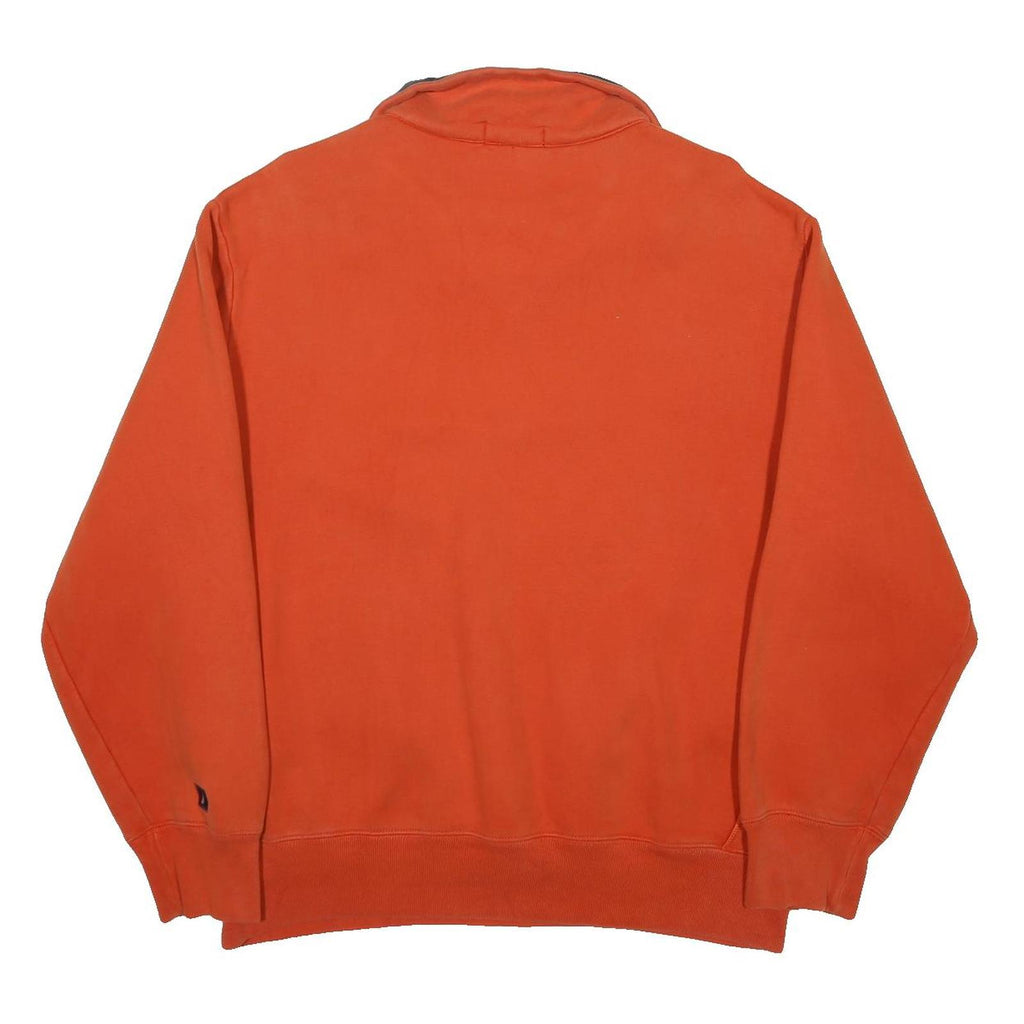 NAUTICA Mens Orange & Navy Quarter Zip Sweatshirt L Cotton Blend Casual Pullover
