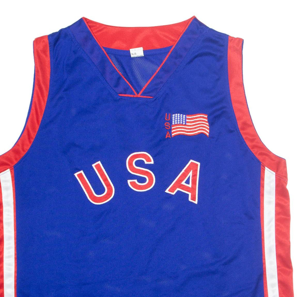 Mens Jersey Blue Sleeveless USA V-Neck XL