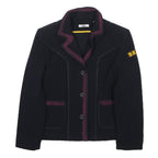 DKNY Womens Black & Burgundy Wool Blend Button Jacket XS Tailored Plain