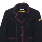 DKNY Womens Black & Burgundy Wool Blend Button Jacket XS Tailored Plain