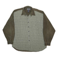 POINT ZERO Mens Green & Olive Long Sleeve Cotton Shirt XL Corduroy Contrast