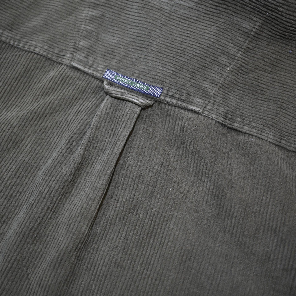 POINT ZERO Mens Green & Olive Long Sleeve Cotton Shirt XL Corduroy Contrast