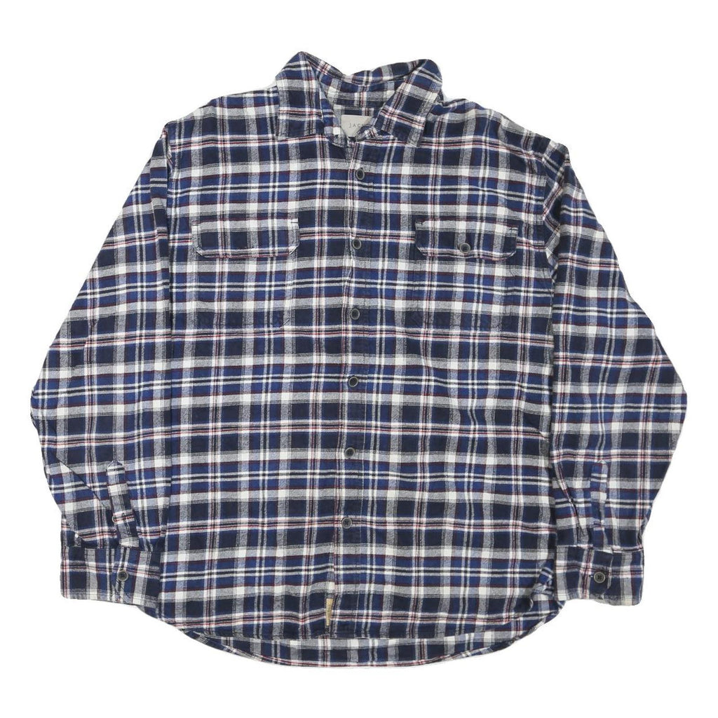 JACHS Mens Blue & White Check Shirt XL Cotton Blend Button Front Casual