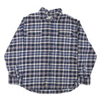 JACHS Mens Blue & White Check Shirt XL Cotton Blend Button Front Casual