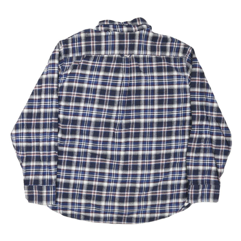 JACHS Mens Blue & White Check Shirt XL Cotton Blend Button Front Casual