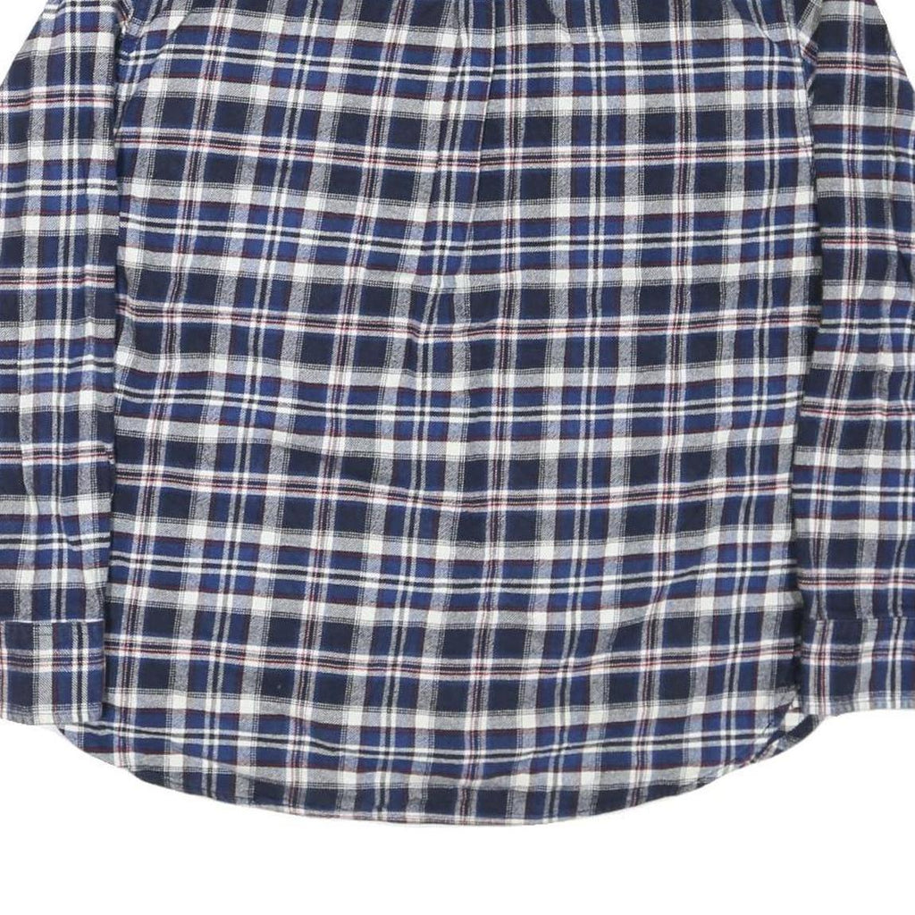 JACHS Mens Blue & White Check Shirt XL Cotton Blend Button Front Casual