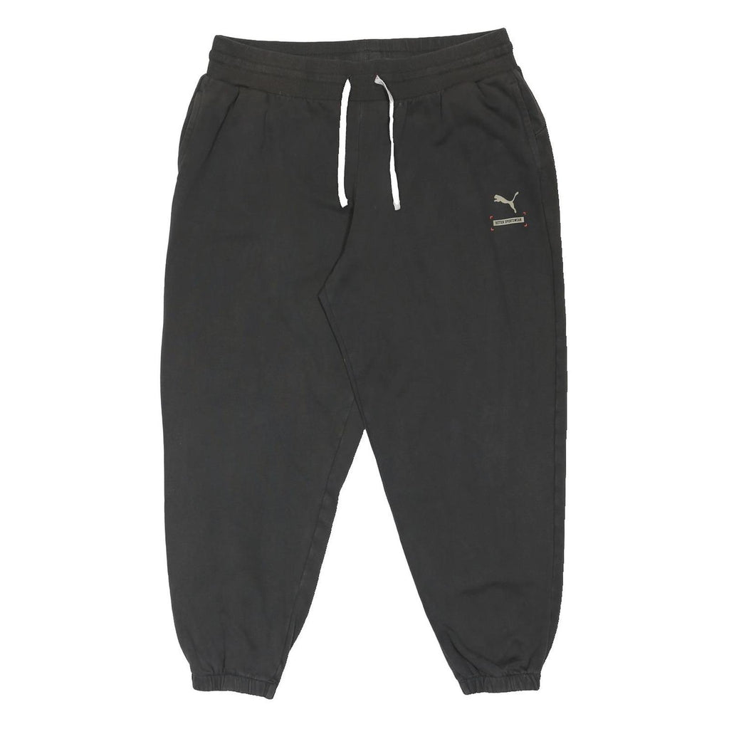 PUMA Mens Joggers Black XL W36 L27 Cotton Blend Drawstring Elasticated Hem