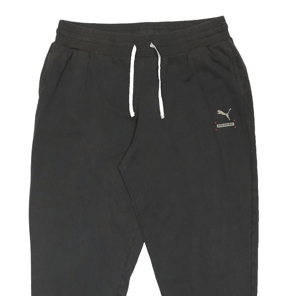 PUMA Mens Joggers Black XL W36 L27 Cotton Blend Drawstring Elasticated Hem