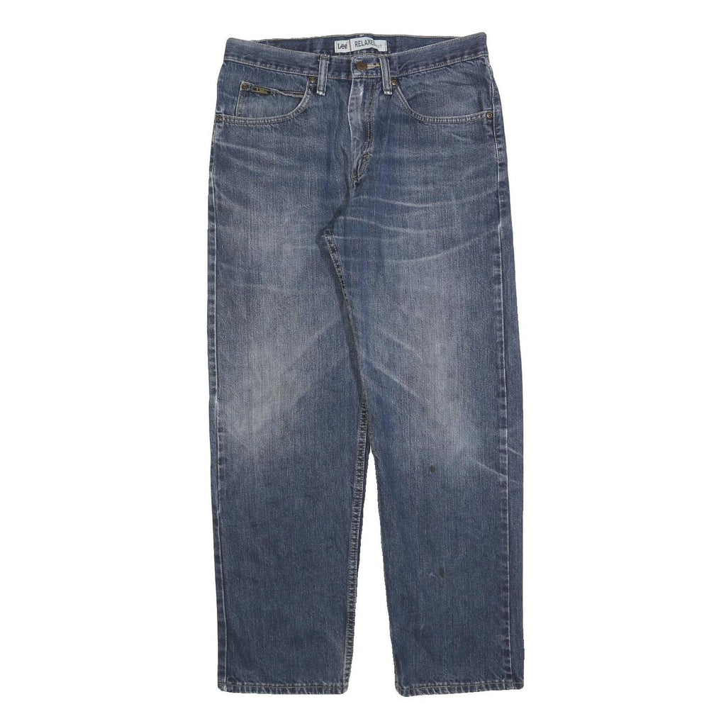 LEE Mens Blue Relaxed Straight Denim Medium W30 L30 Cotton Blend Zip Jeans