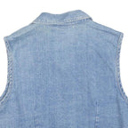 MOLLY MALLOY Womens Blue Denim Button Cotton Blend Jacket S Casual Sleeveless