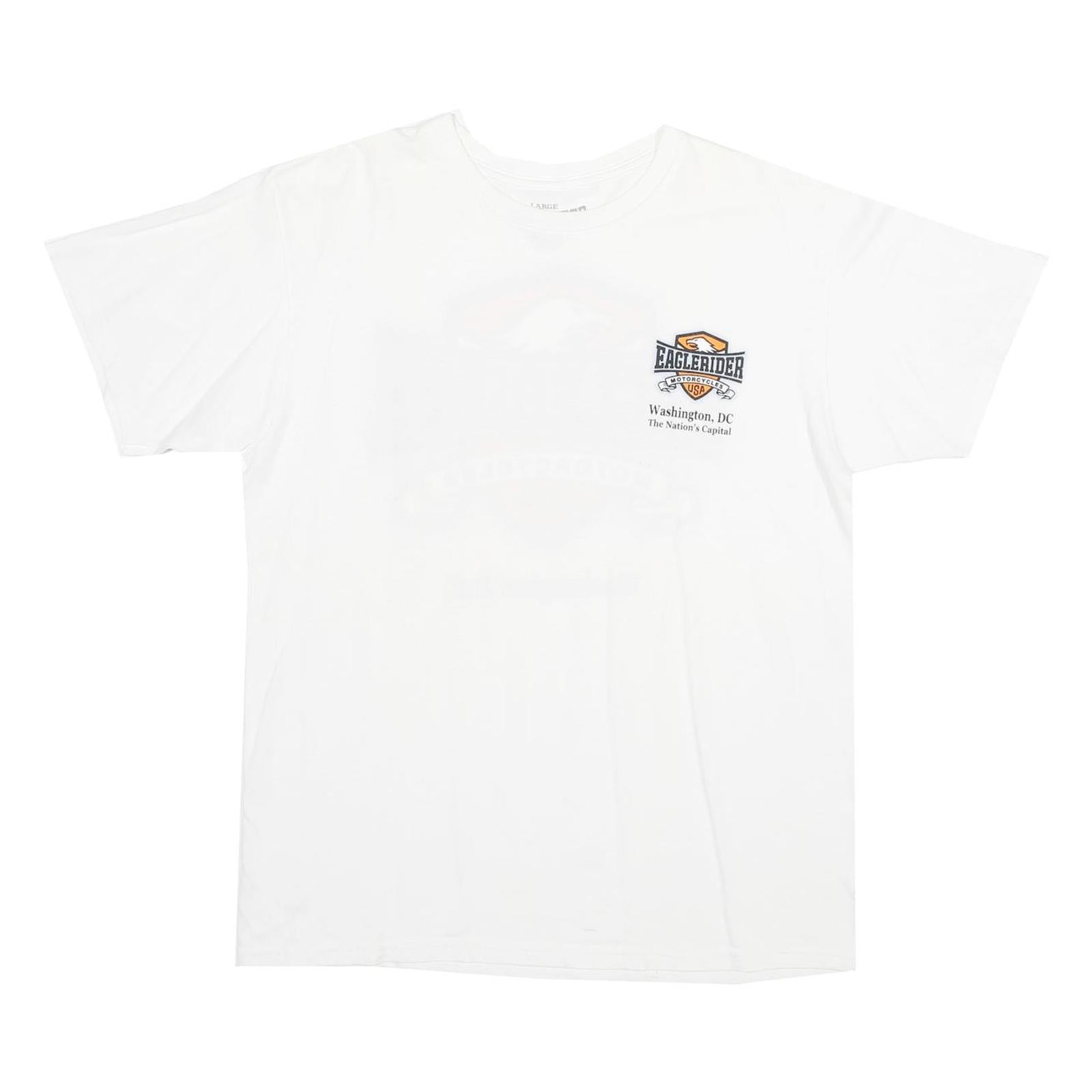 EAGLE RIDER Mens White & Orange Graphic T-Shirt L Short Sleeve Crew Neck