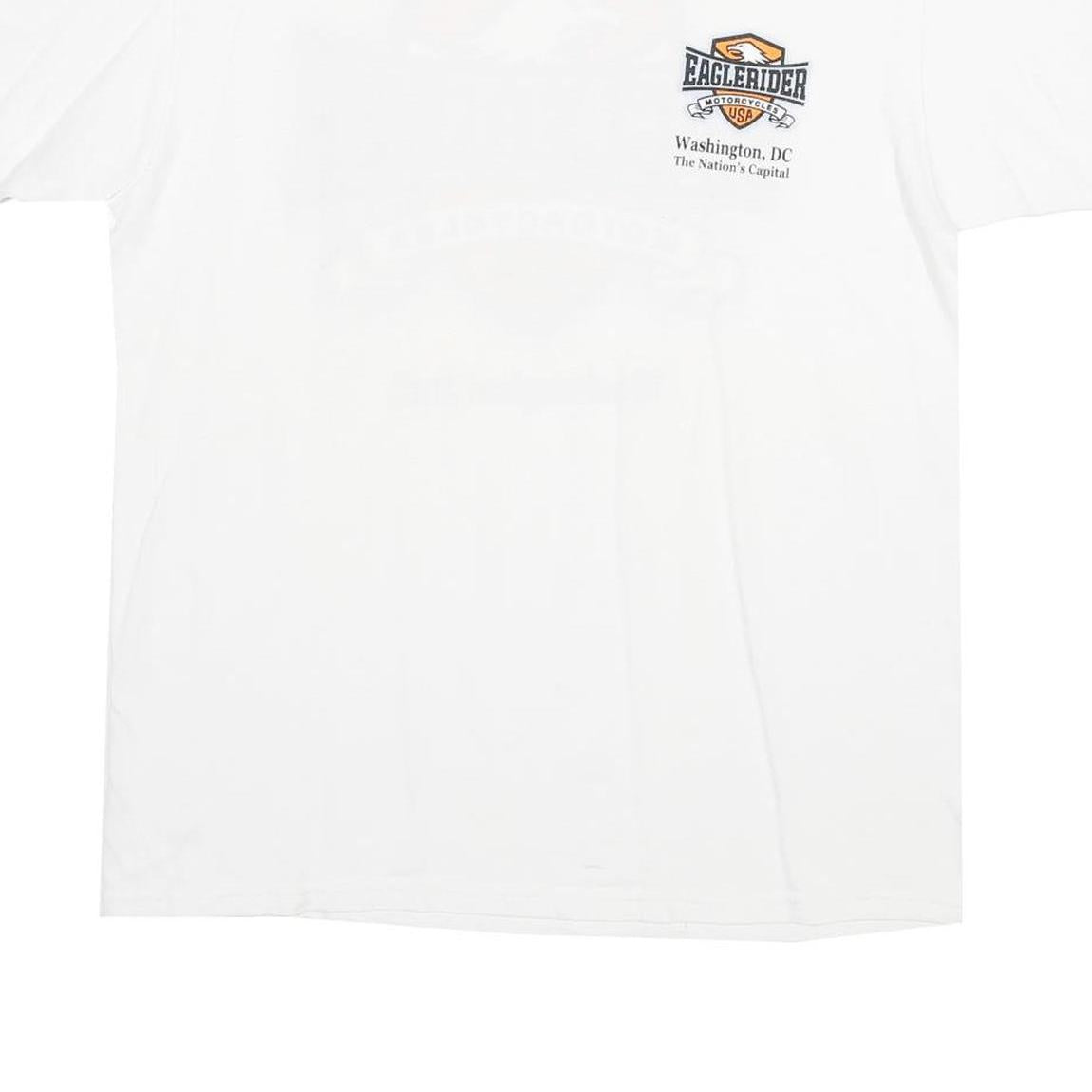 EAGLE RIDER Mens White & Orange Graphic T-Shirt L Short Sleeve Crew Neck