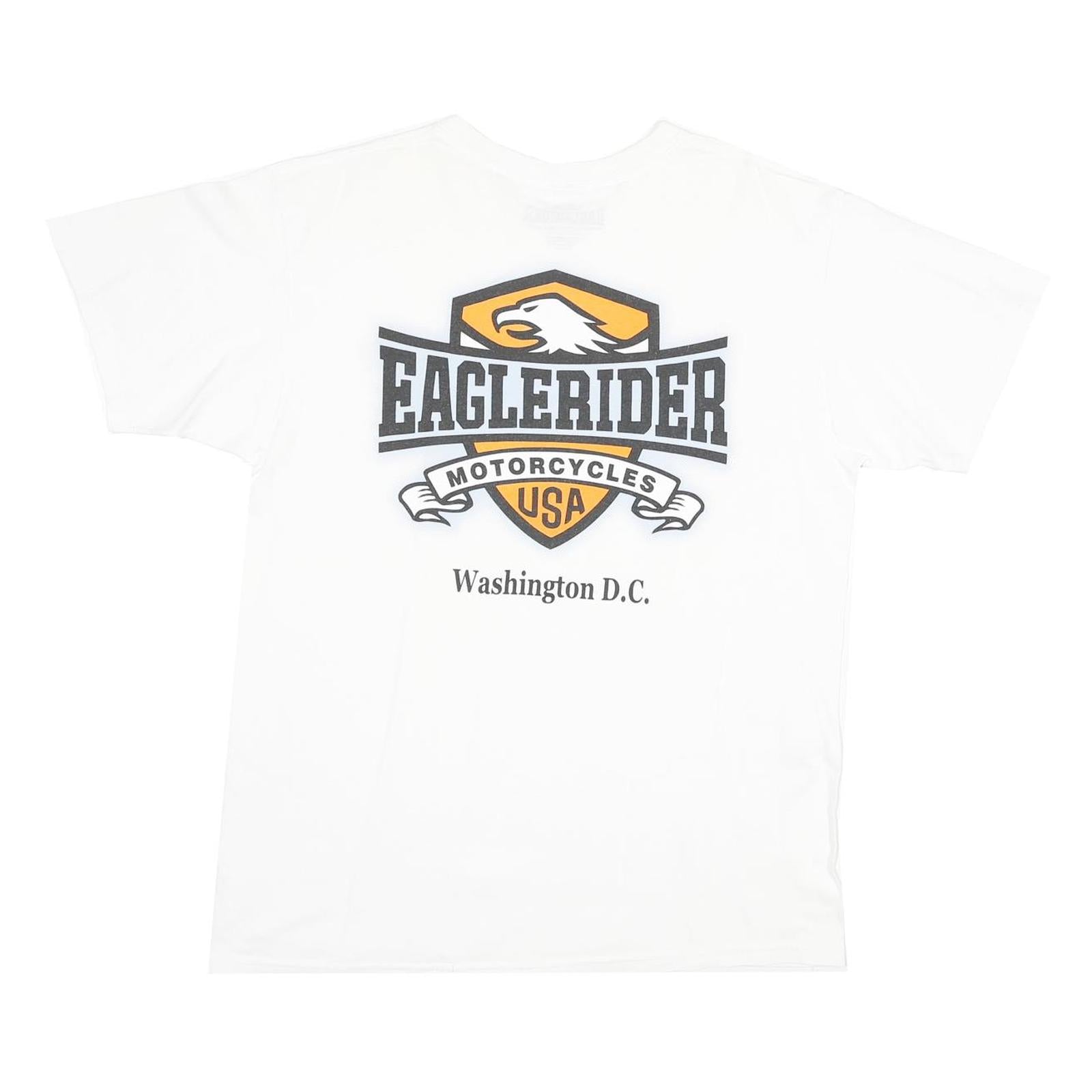 EAGLE RIDER Mens White & Orange Graphic T-Shirt L Short Sleeve Crew Neck