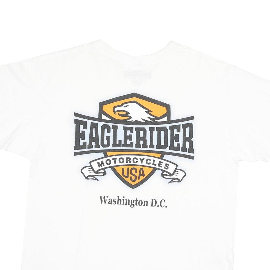 EAGLE RIDER Mens White & Orange Graphic T-Shirt L Short Sleeve Crew Neck