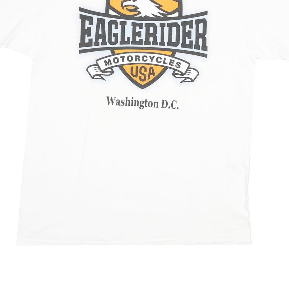 EAGLE RIDER Mens White & Orange Graphic T-Shirt L Short Sleeve Crew Neck