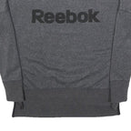 REEBOK Womens Grey Cotton Blend Crew Neck S Logo Print Sweatshirt Pullover