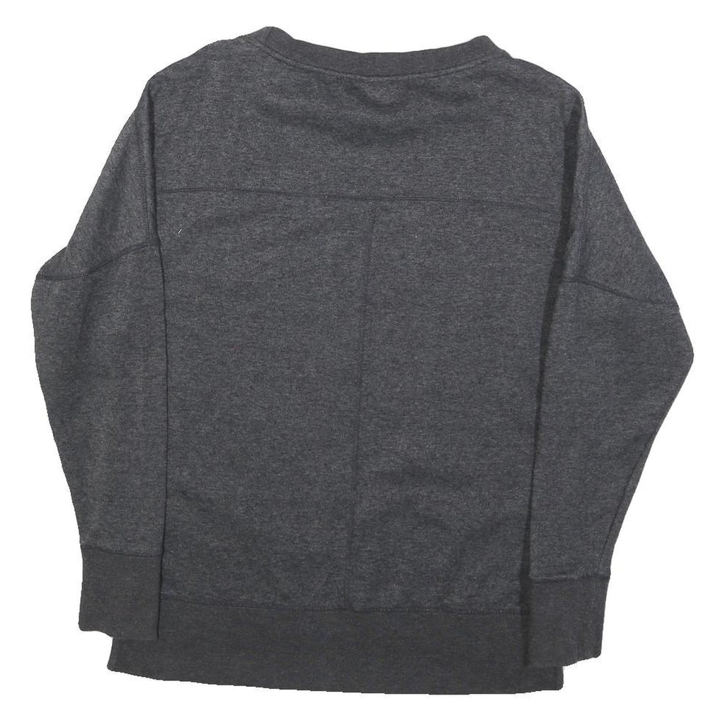 REEBOK Womens Grey Cotton Blend Crew Neck S Logo Print Sweatshirt Pullover