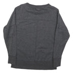 REEBOK Womens Grey Cotton Blend Crew Neck S Logo Print Sweatshirt Pullover