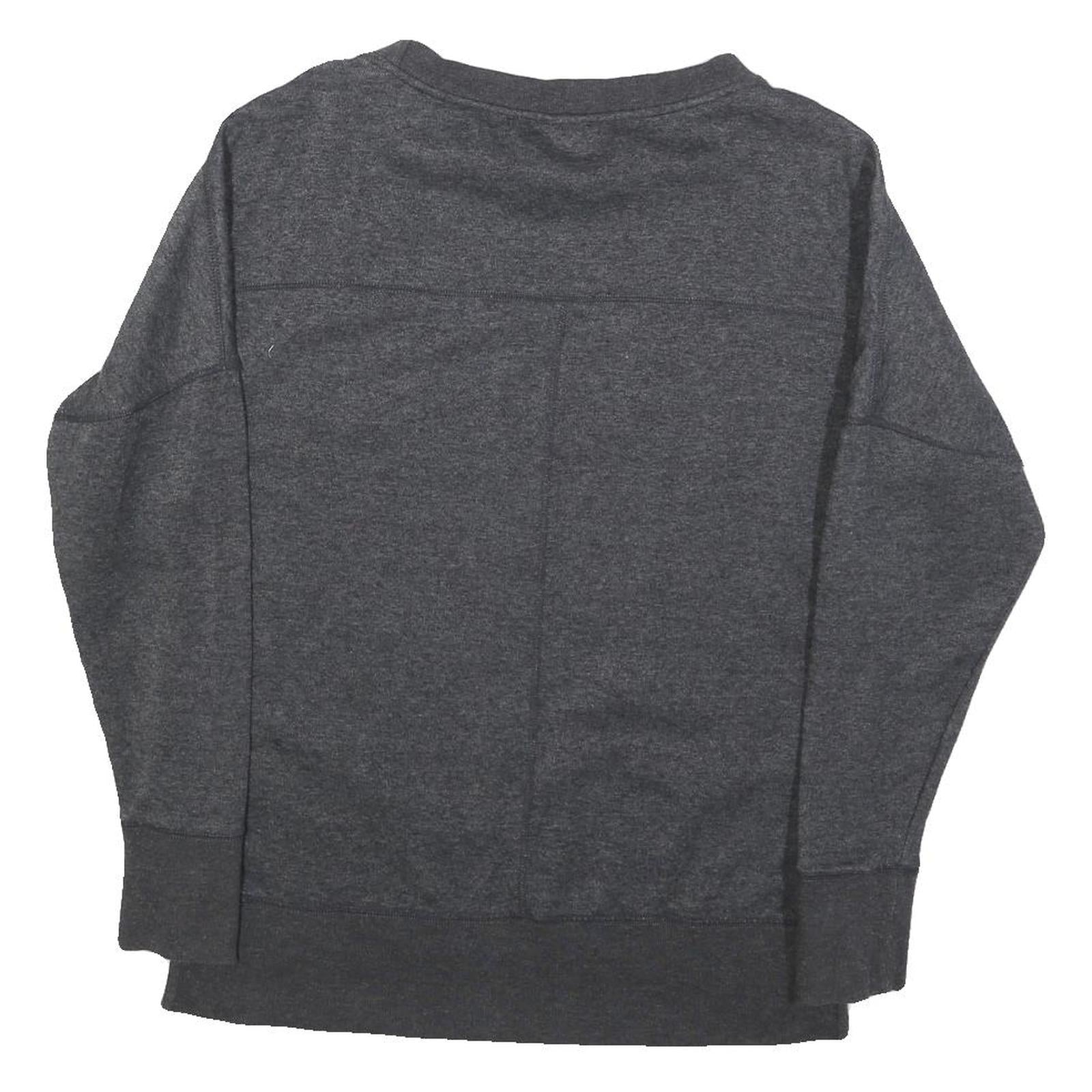 REEBOK Womens Grey Cotton Blend Crew Neck S Logo Print Sweatshirt Pullover