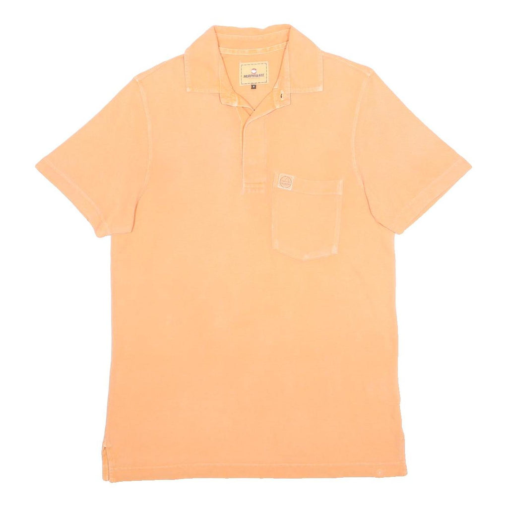 MURPHY & NYE Mens Orange Short Sleeve Plain S Cotton Polo Shirt Casual