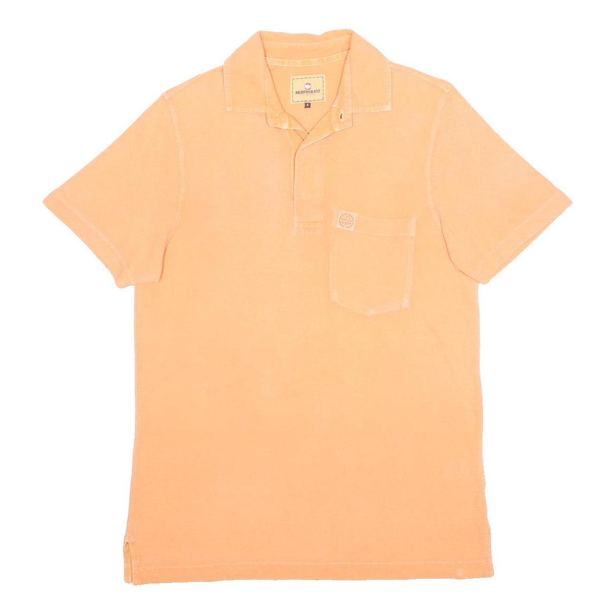 MURPHY & NYE Mens Orange Short Sleeve Plain S Cotton Polo Shirt Casual