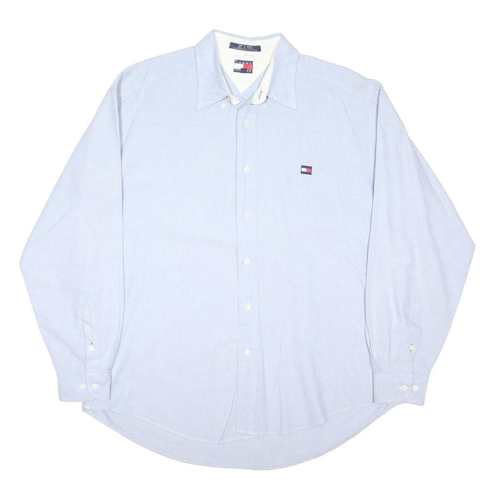 TOMMY HILFIGER Mens Light Blue Shirt L Classic Button Down Long Sleeve Casual
