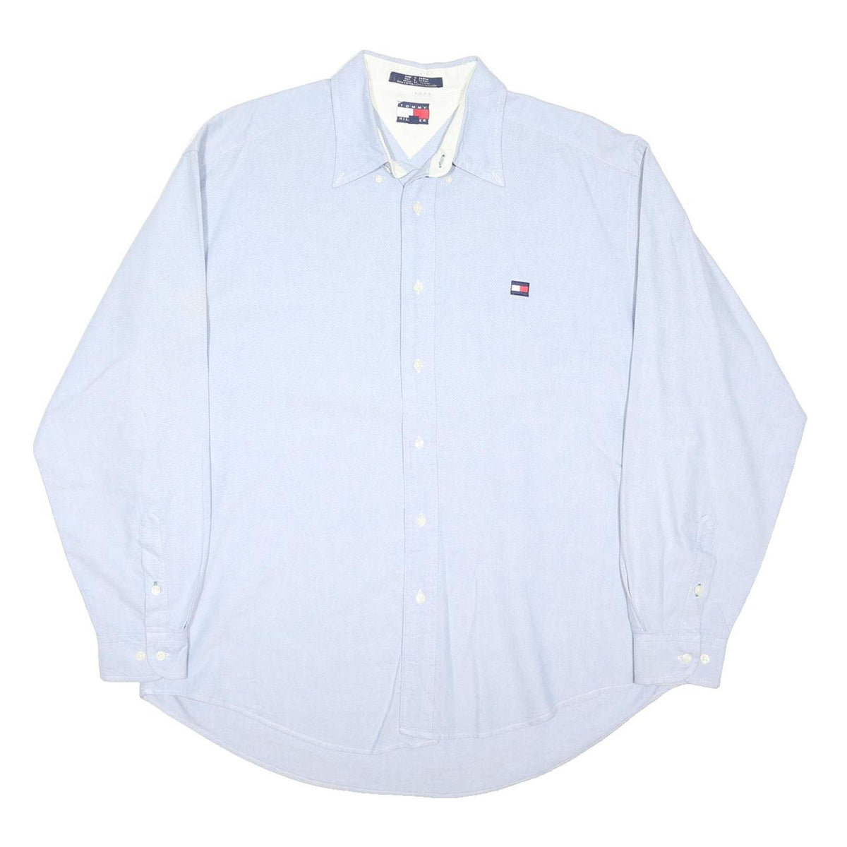 TOMMY HILFIGER Mens Light Blue Shirt L Classic Button Down Long Sleeve Casual