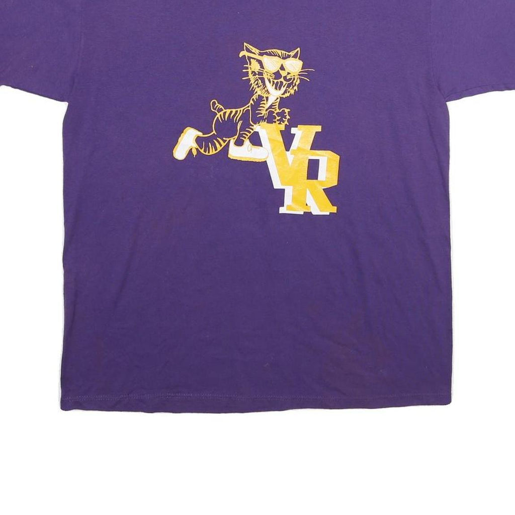 RUSSELL ATHLETIC Mens Purple L Cartoon Graphic T-Shirt Short Sleeve Crew Neck