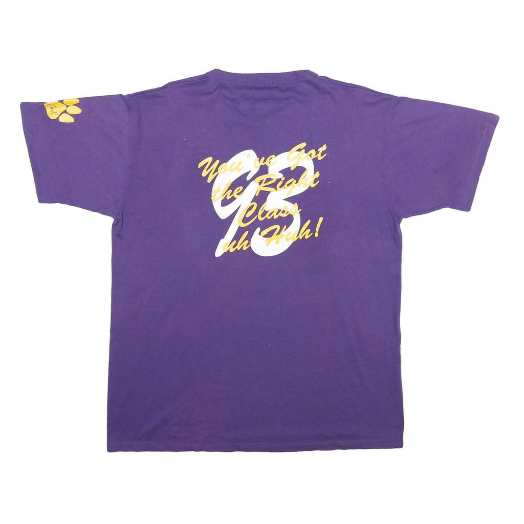 RUSSELL ATHLETIC Mens Purple L Cartoon Graphic T-Shirt Short Sleeve Crew Neck