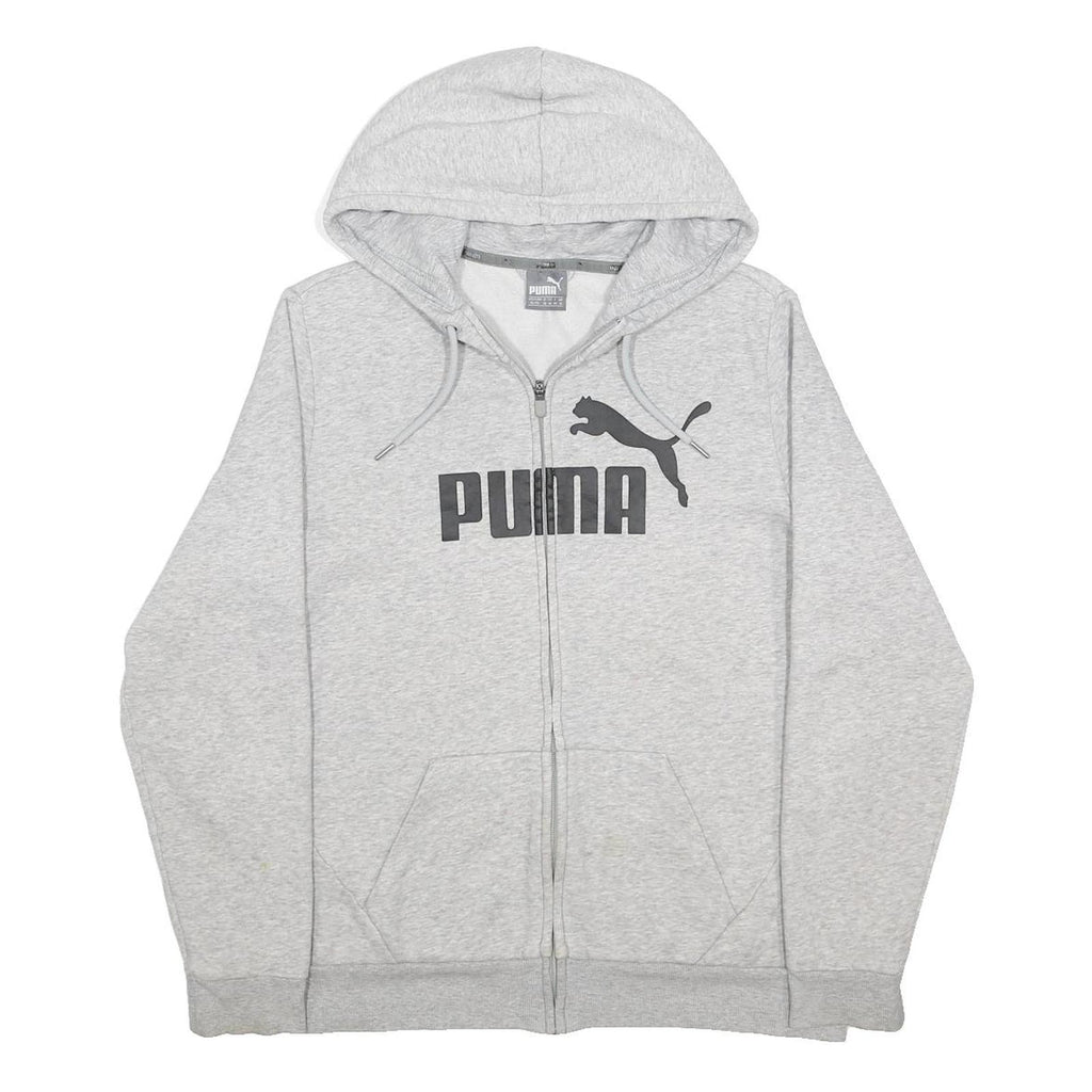 PUMA Womens Grey Zip Up Hoodie UK 16 Cotton Blend Casual Sweatshirt