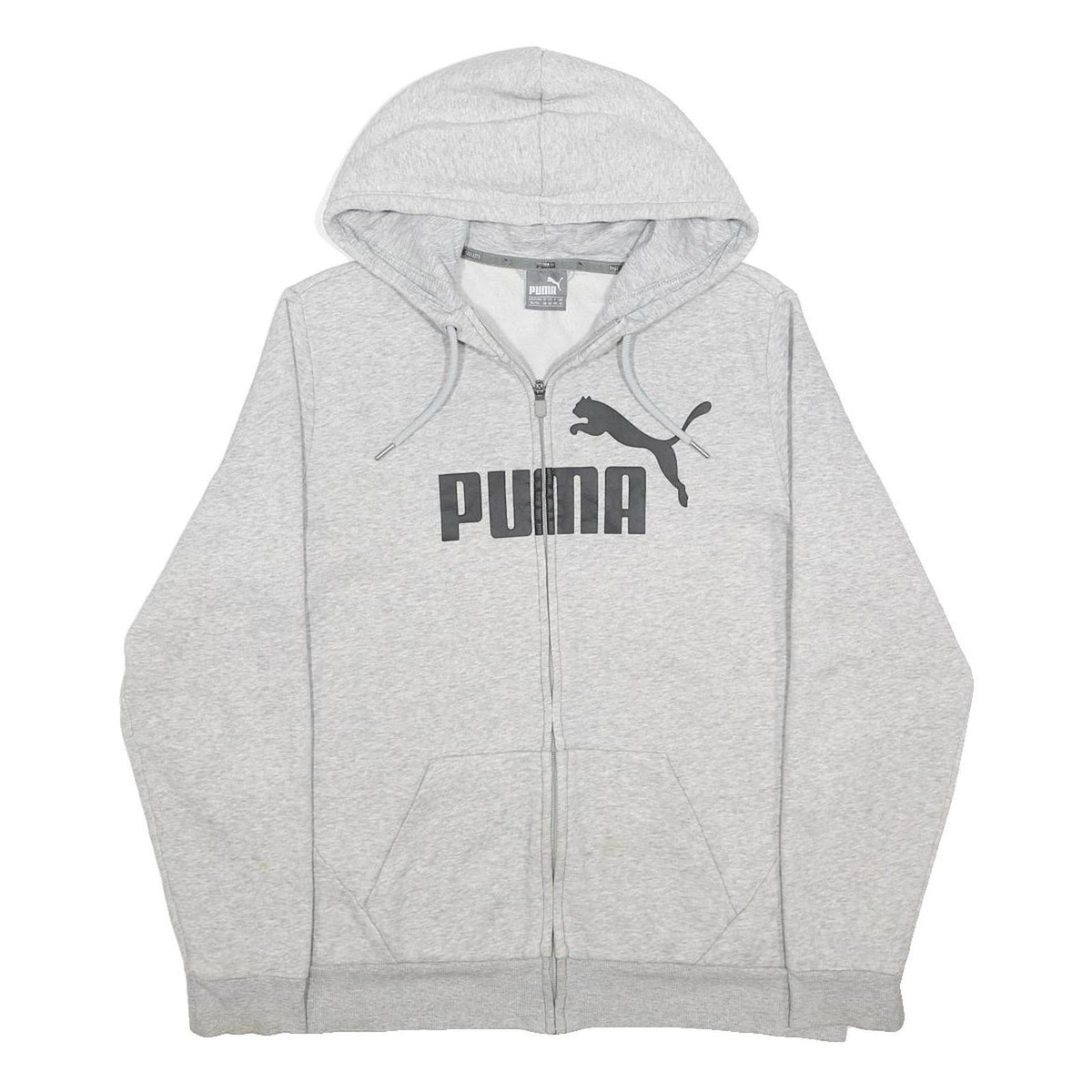 PUMA Womens Grey Zip Up Hoodie UK 16 Cotton Blend Casual Sweatshirt