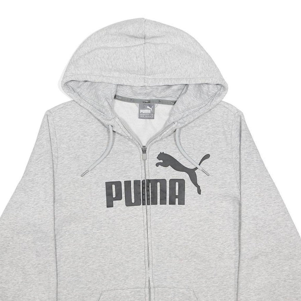 PUMA Womens Grey Zip Up Hoodie UK 16 Cotton Blend Casual Sweatshirt